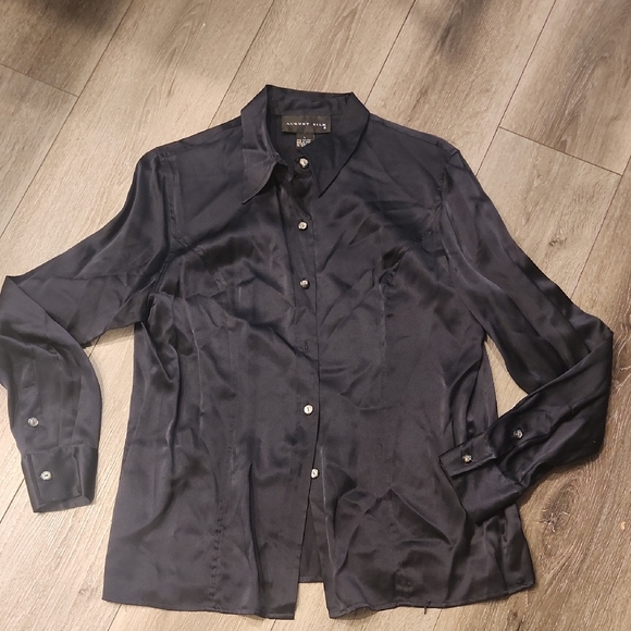 August Silk Dark Blue Button-Down Shirt - Picture 1 of 5